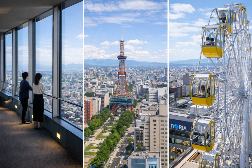 定番スポット:札幌で誕生日特典を使いやすい展望施設Rタワー展望室T38やさっぽろテレビ塔、ノルベサの観覧車nORIA観覧車のイメージ
