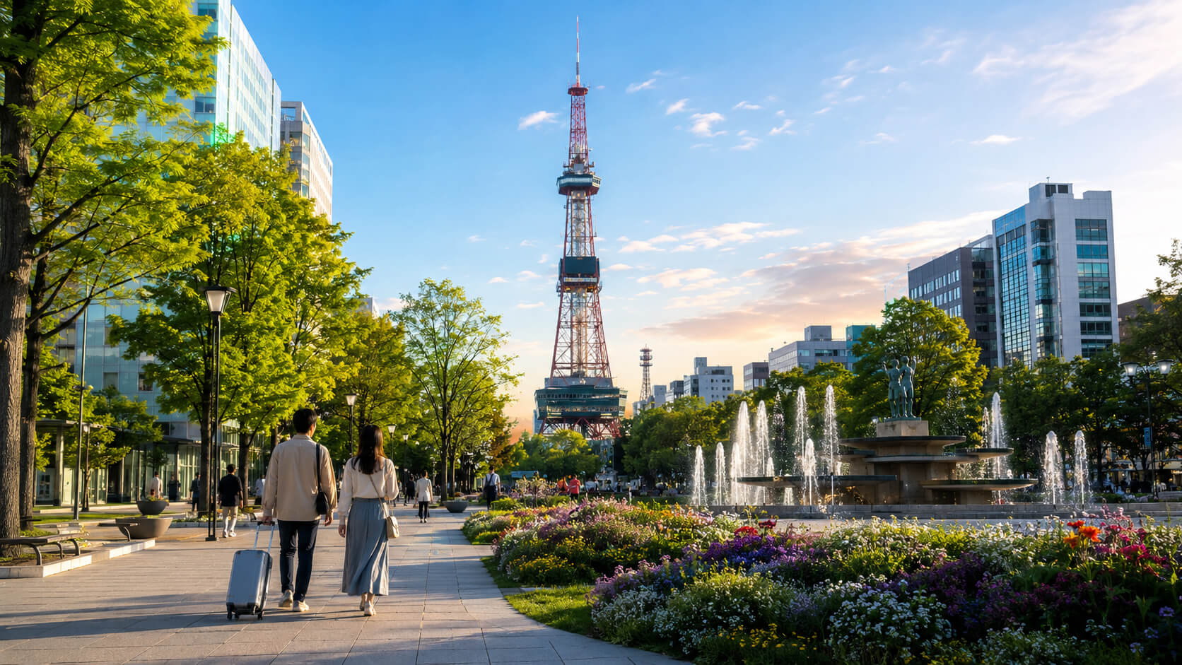 大通公園とさっぽろテレビ塔を望む札幌一泊二日旅行のイメージ