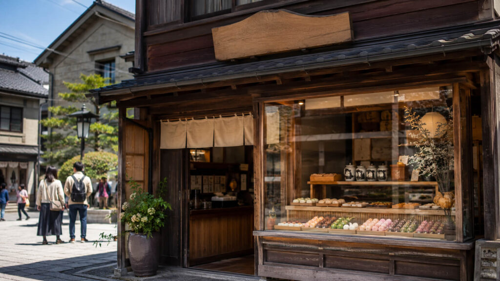小樽の新倉屋の店先をイメージした外観
