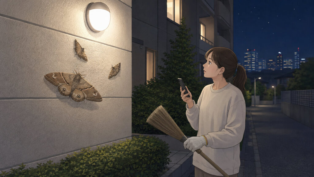 幌のマンション外壁でクスサンを見つけたときの対処イメージ