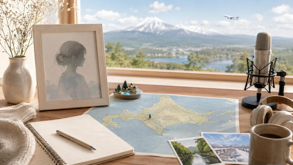 花井美春のプロフィールと北海道とのつながりを表すイメージ
