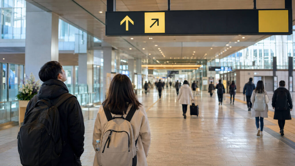 JR札幌駅の改札から北口へ向かう構内案内板