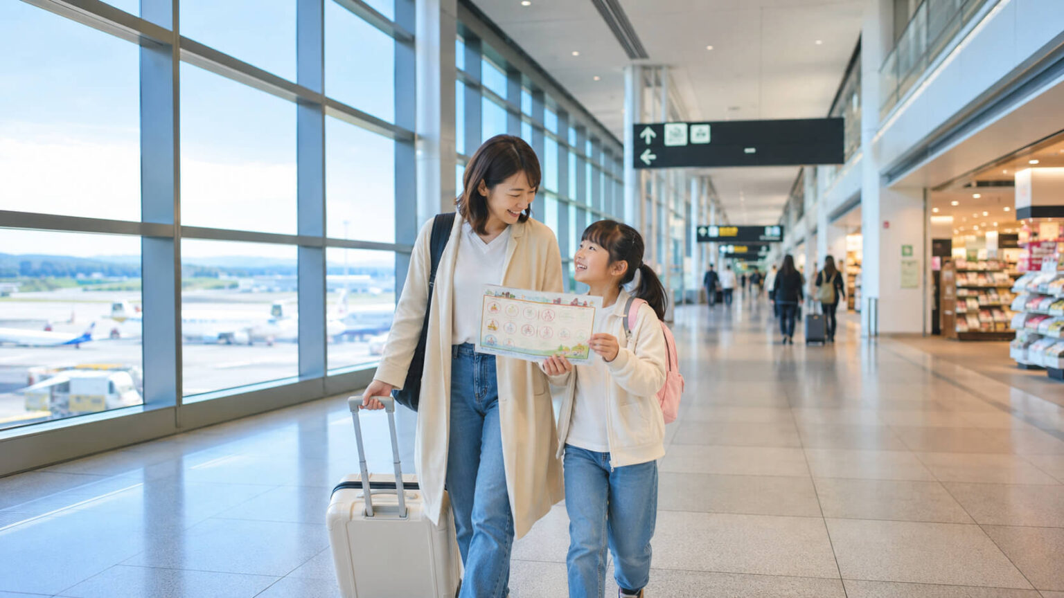新千歳空港 スタンプラリーを楽しむ親子のイメージ