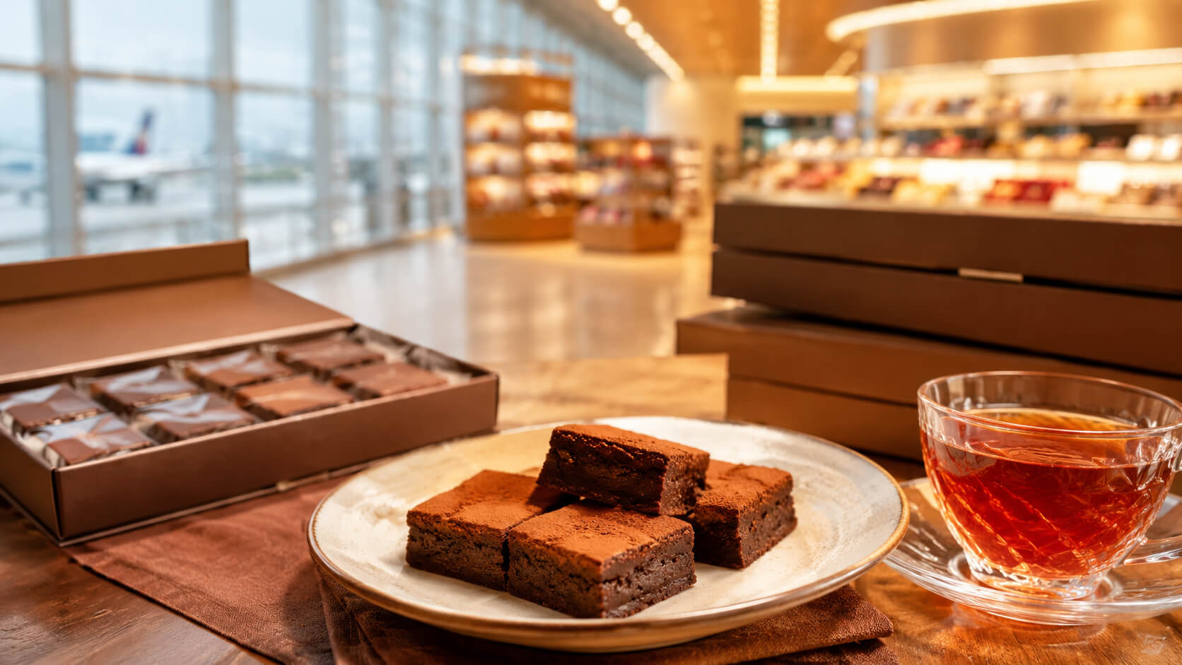 ルタオ 新千歳空港限定 ブラウニーの魅力を表すチョコレート菓子のイメージ