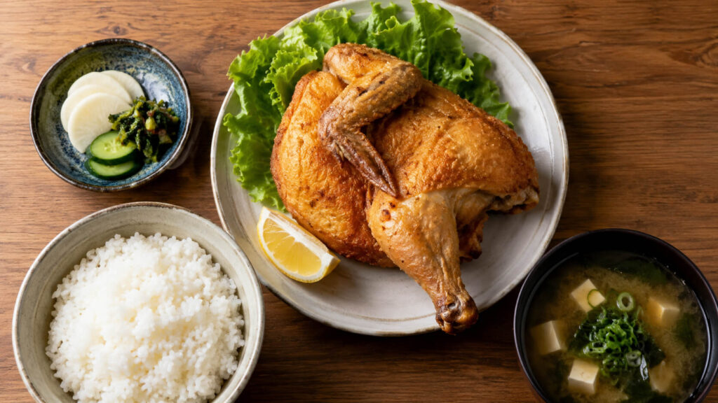 小樽名物の若鶏半身揚げの定食
