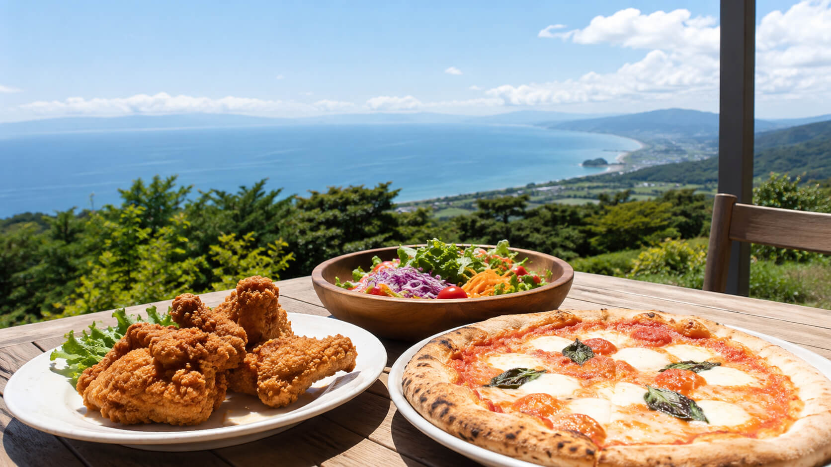 ハーベスター八雲とKFCの歴史をイメージしたチキン料理写真