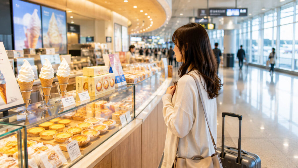 新千歳空港できのとや人気のソフトクリームと焼きたてスイーツのイメージ