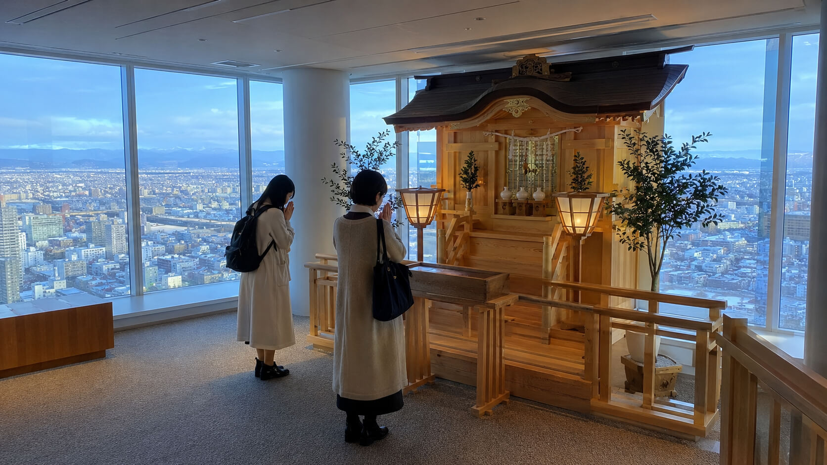 札幌の街を見渡せるテレビ父さん神社の参拝スポット