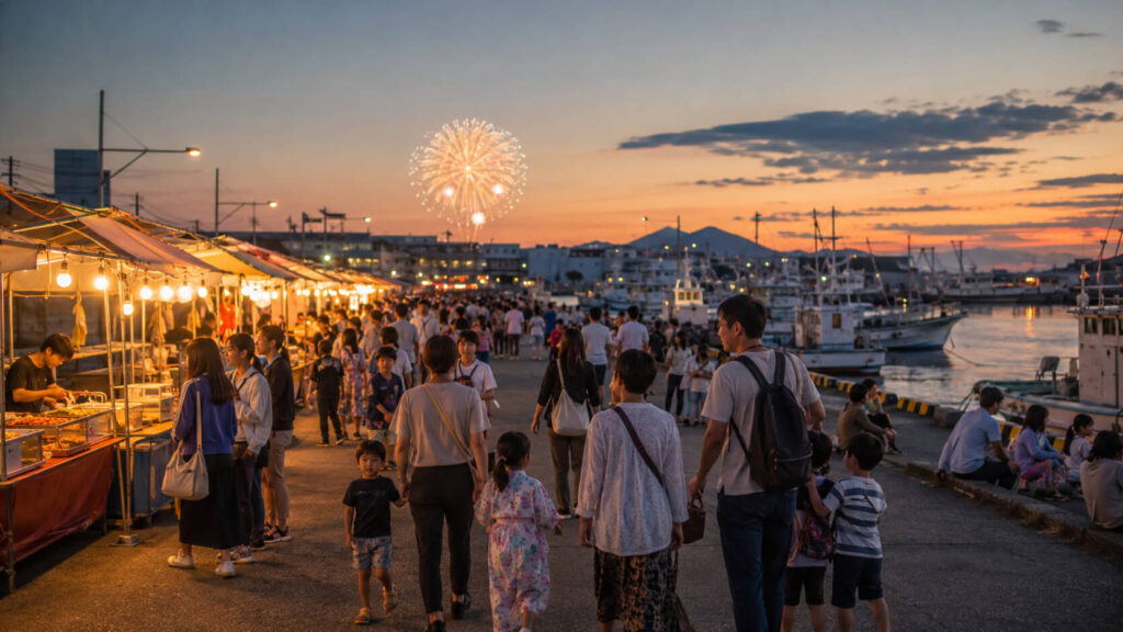 港inしらぬか花火大会の屋台村と白糠グルメ