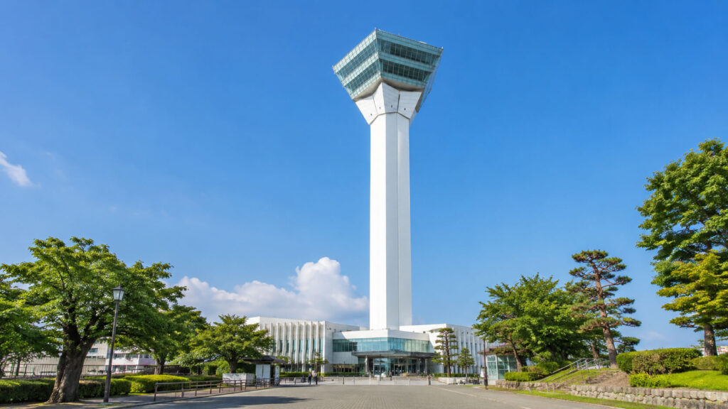 五稜郭タワーから眺める星形の五稜郭公園