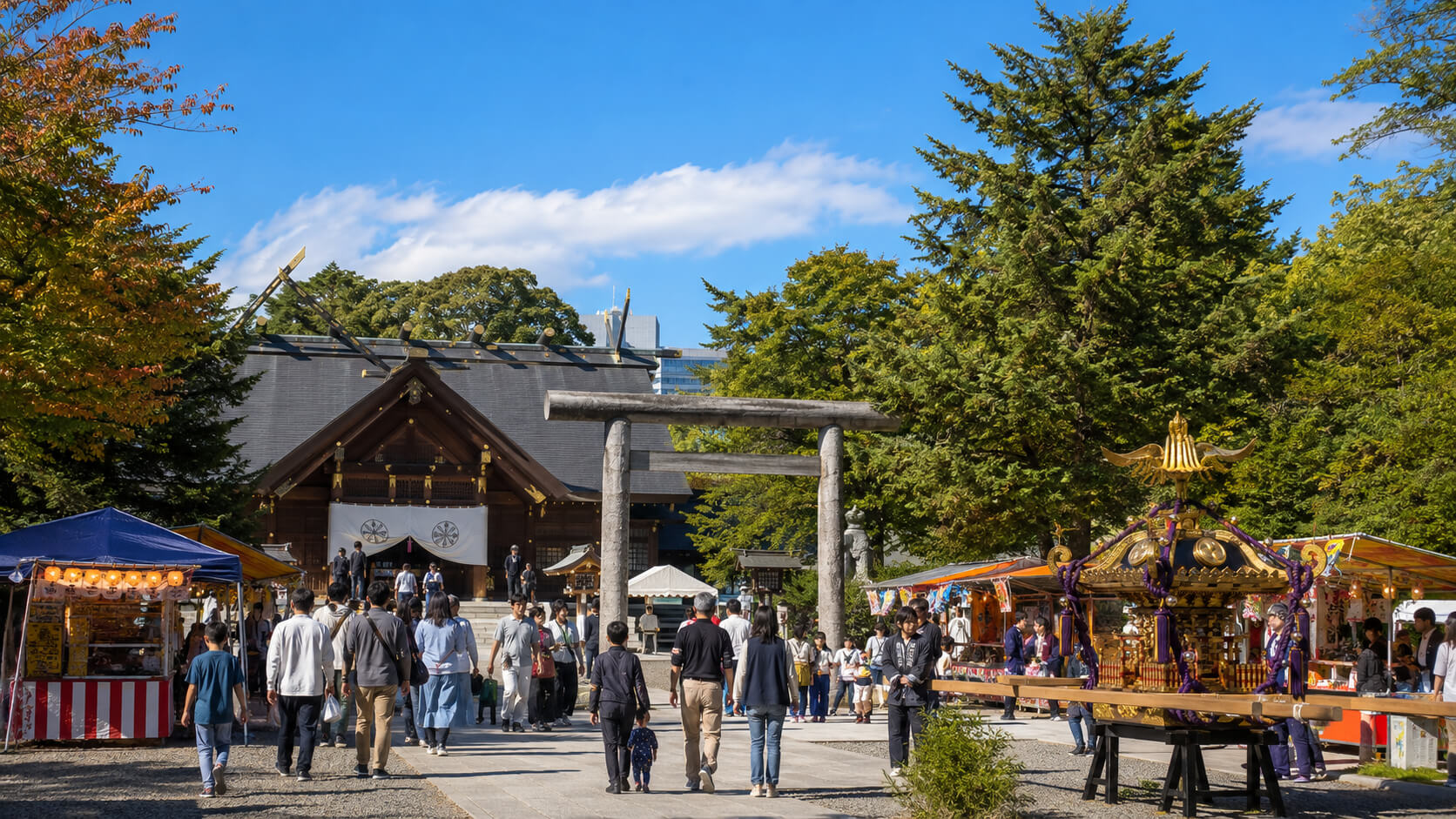札幌村神社の境内または例大祭の様子