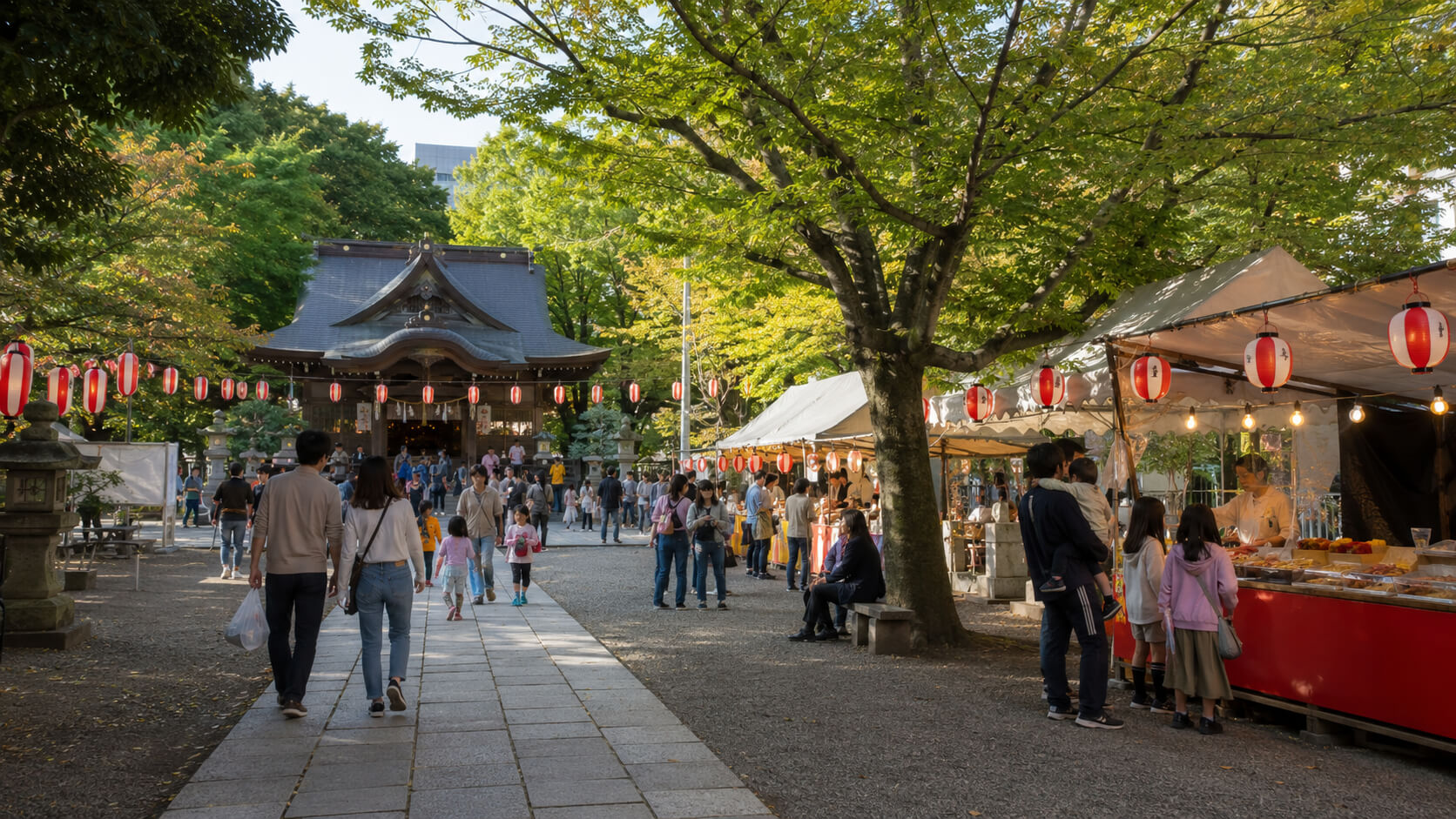 苗穂神社のお祭りと例大祭をイメージした境内の風景