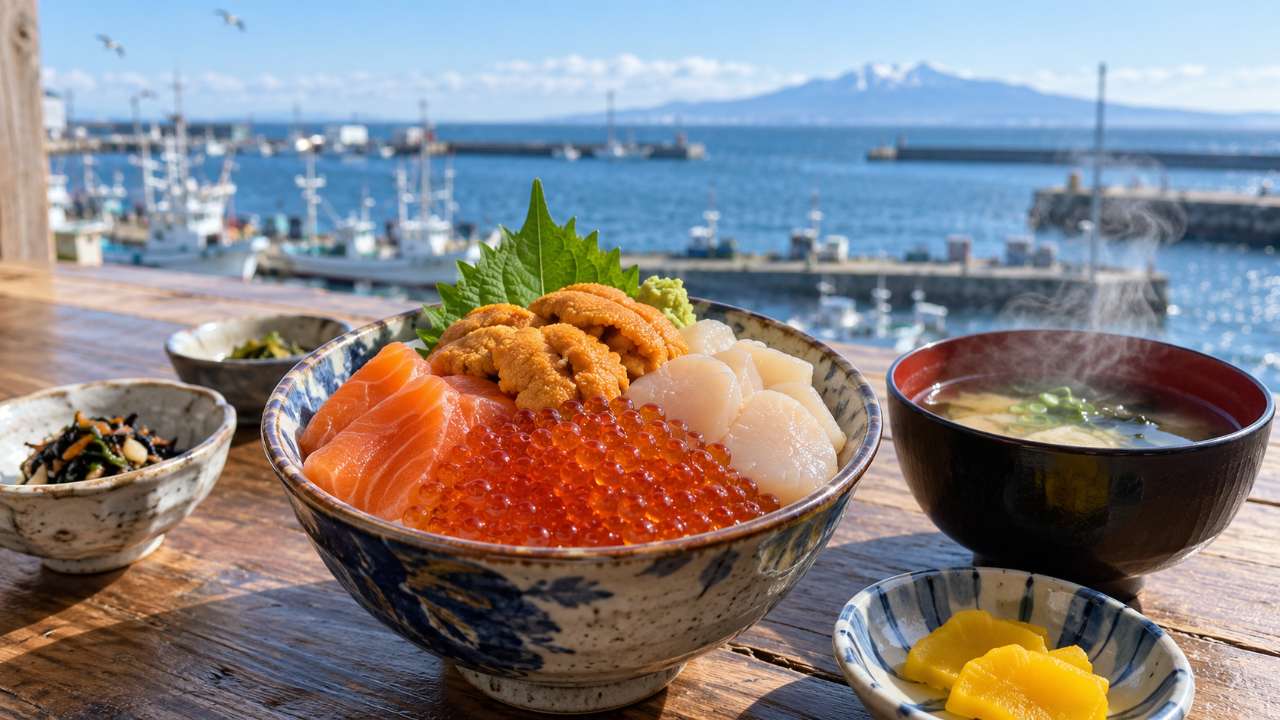 稚内らしい海鮮朝食の全景