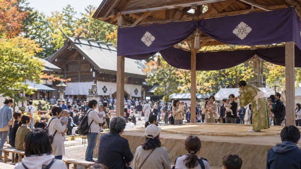 西野神社秋まつりで行われる泣き相撲